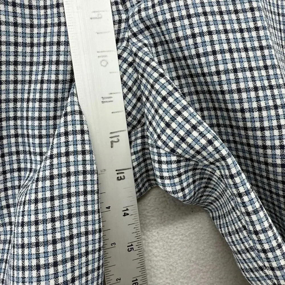 Vintage 70s Slacks Men's 33x31 Blue White Houndstooth Flared Wide leg Rockabilly - Picture 6 of 10